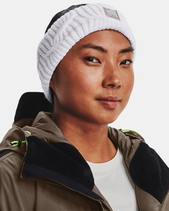Women's UA Halftime Fleece Headband, White, pdpMainDesktop image number 2